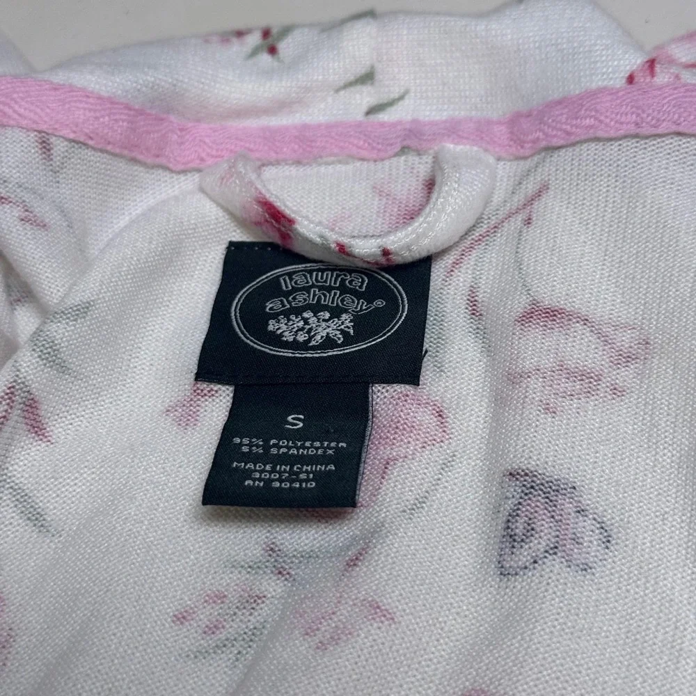 Laura‎ Ashley Womens Pink Floral Butterfly Print Robe White Small 3007-S1